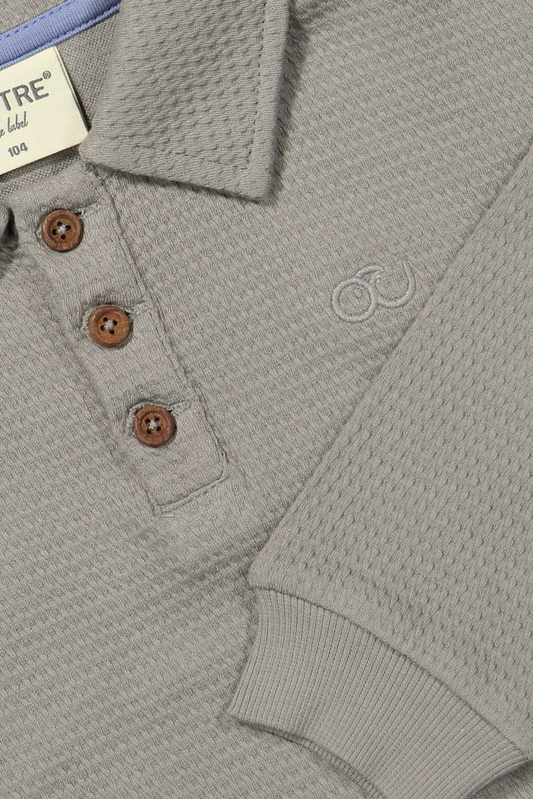Yves | Trui met houten knopen | Waffelstof | Stone