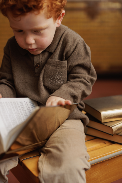 Louis | Bouclé polo shirt | Choco