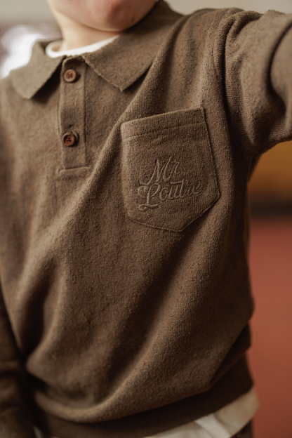 Louis | Bouclé polo shirt | Choco
