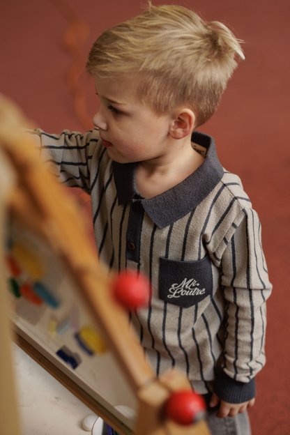 Louis | Bouclé polo shirt | Dove - Storm