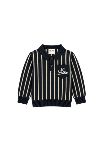 Louis | Bouclé polo shirt | Blue Nights - Dove