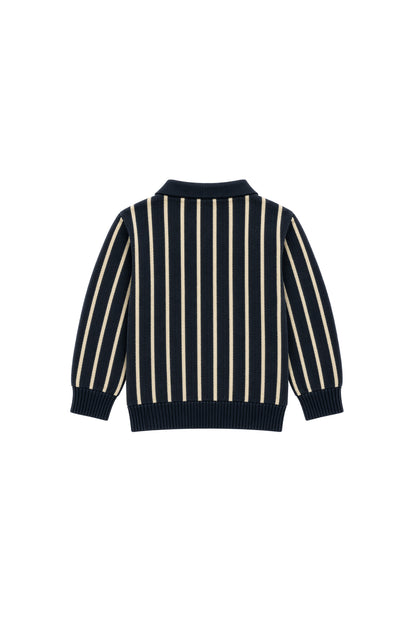 Louis | Bouclé polo shirt | Blue Nights - Dove