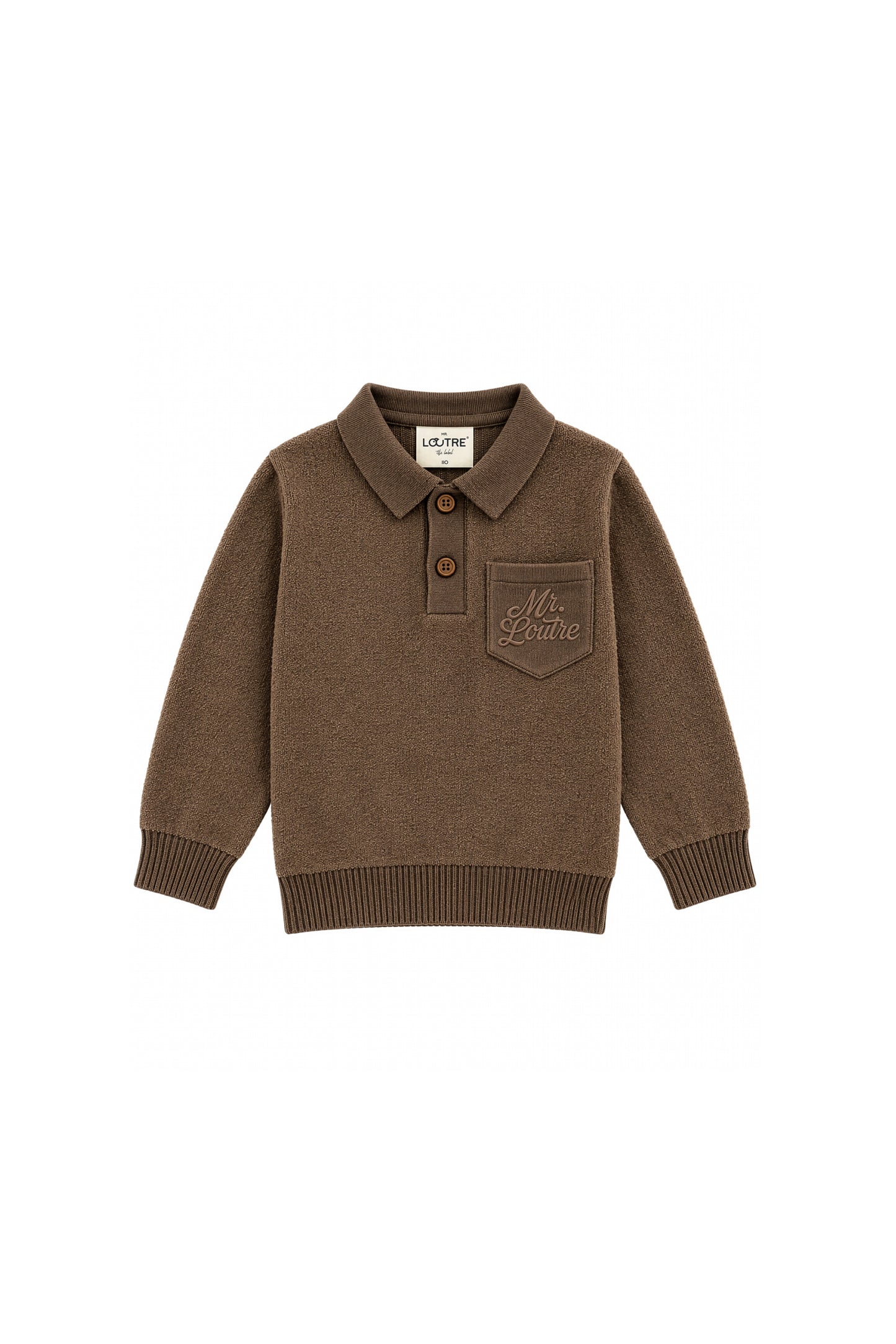 Louis | Bouclé polo shirt | Choco