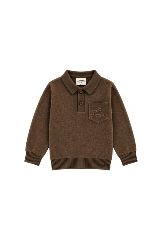 Louis | Bouclé polo shirt | Choco