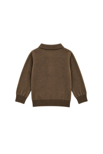 Louis | Bouclé polo shirt | Choco