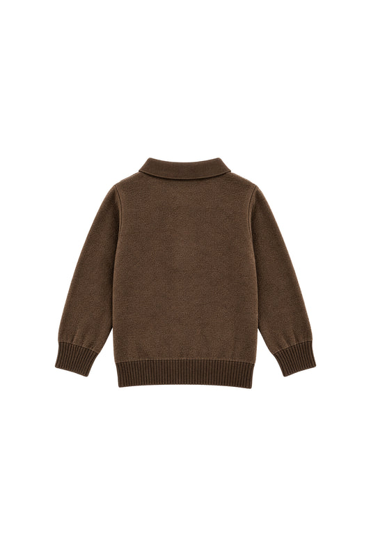Louis | Bouclé polo shirt | Choco