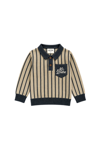 Louis | Bouclé polo shirt | Dove - Storm