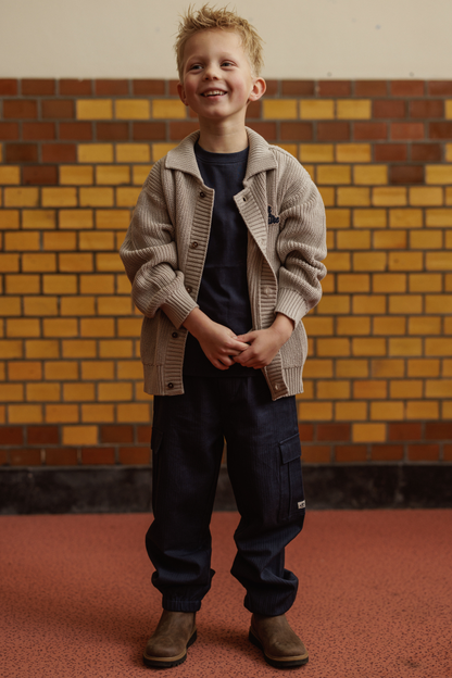 Jorne | Herringbone cargo trouser | Blue Nights