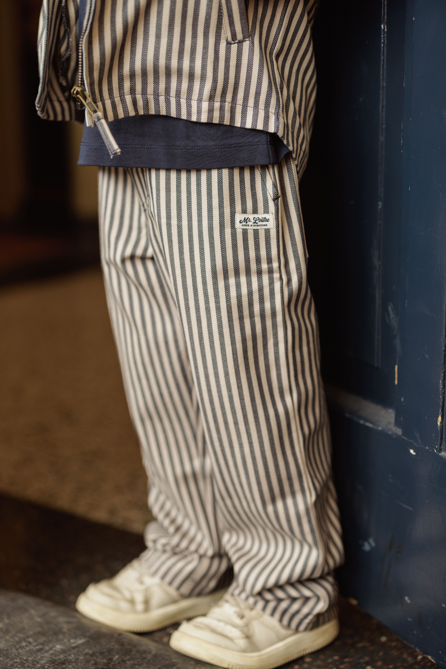 Mikal | Gestreepte straight fit  | Blue Nights - Dove