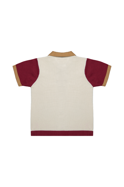 Achterkant Olaf polo voor jongens in de kleur rood