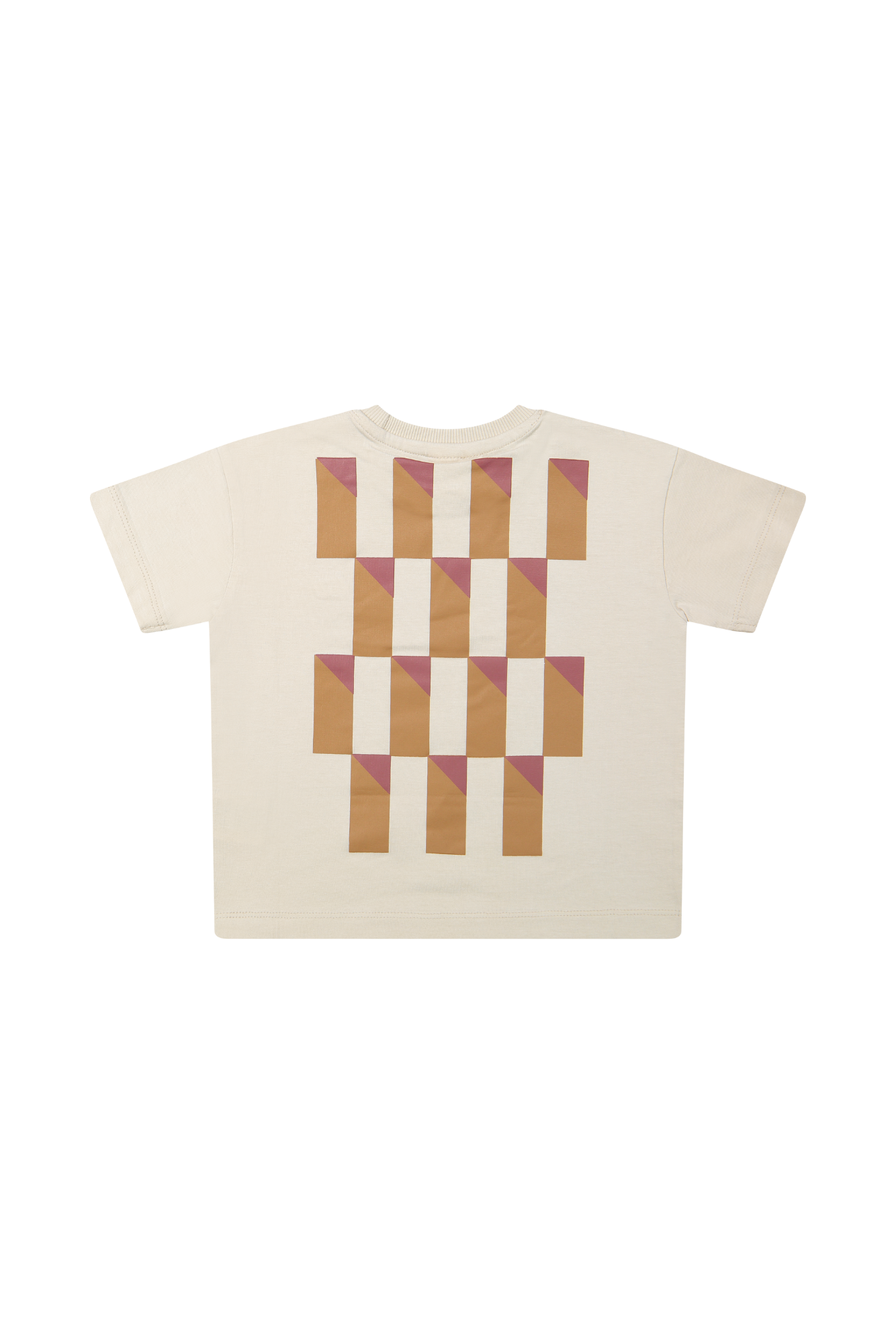 Achterkant Samuel t-shirt met stoere print op rug voor jongens in flour