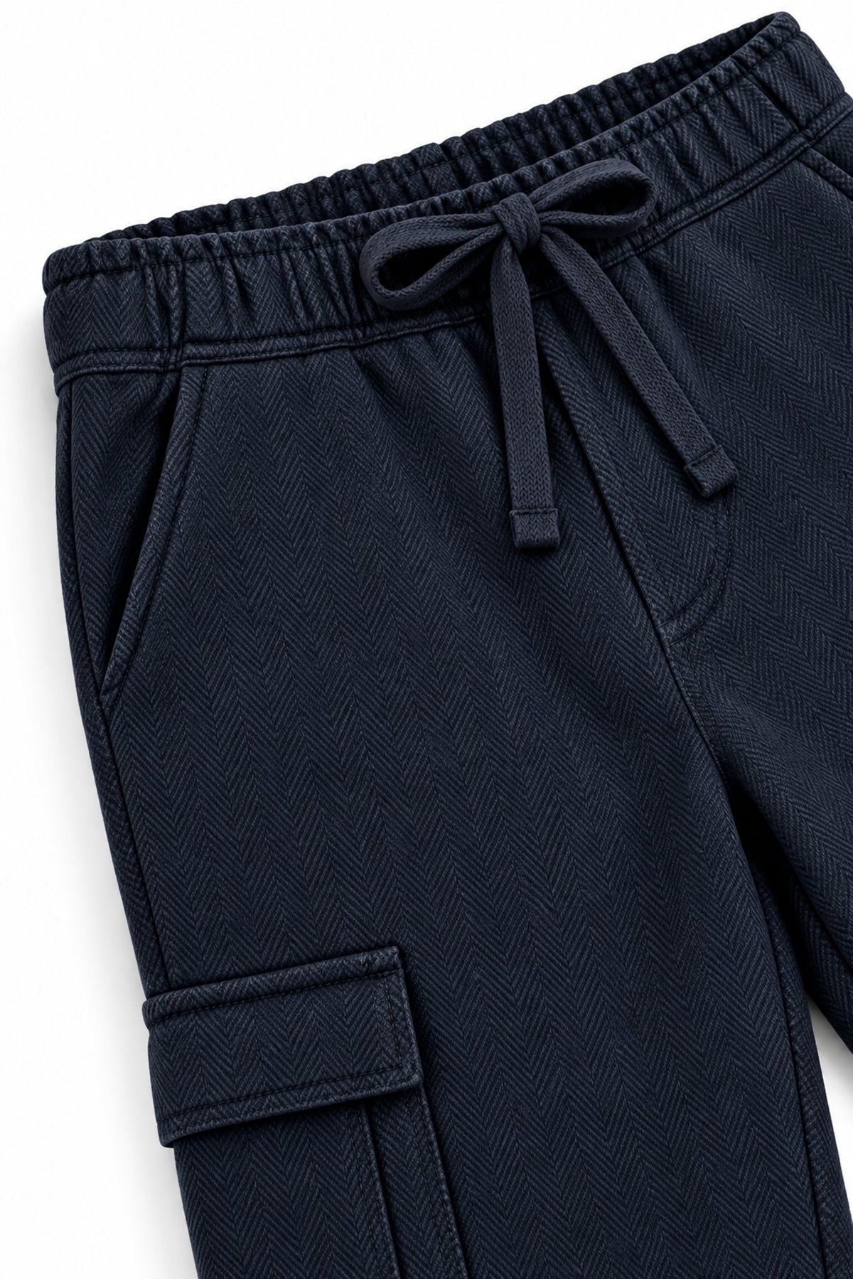 Jorne | Herringbone cargo trouser | Blue Nights - Mr. Loutre - Lange broeken