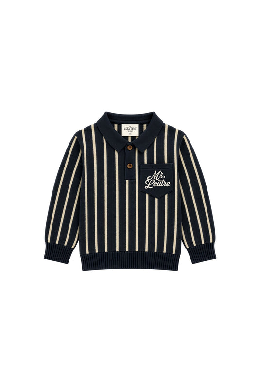 Louis | Bouclé polo shirt | Blue Nights - Dove - Mr. Loutre - Shirts & Blouses