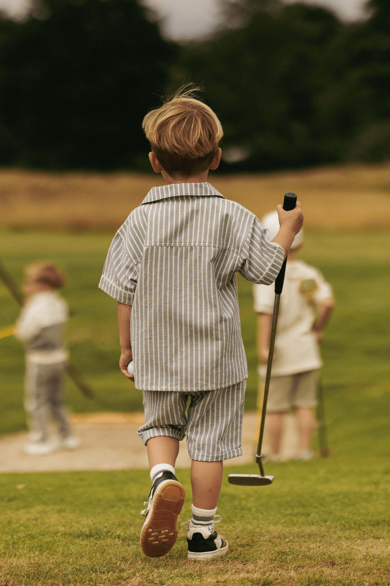 Mattis | Korte broek linnen | Sky - Cloud White streep - Mr. Loutre - Korte Broeken