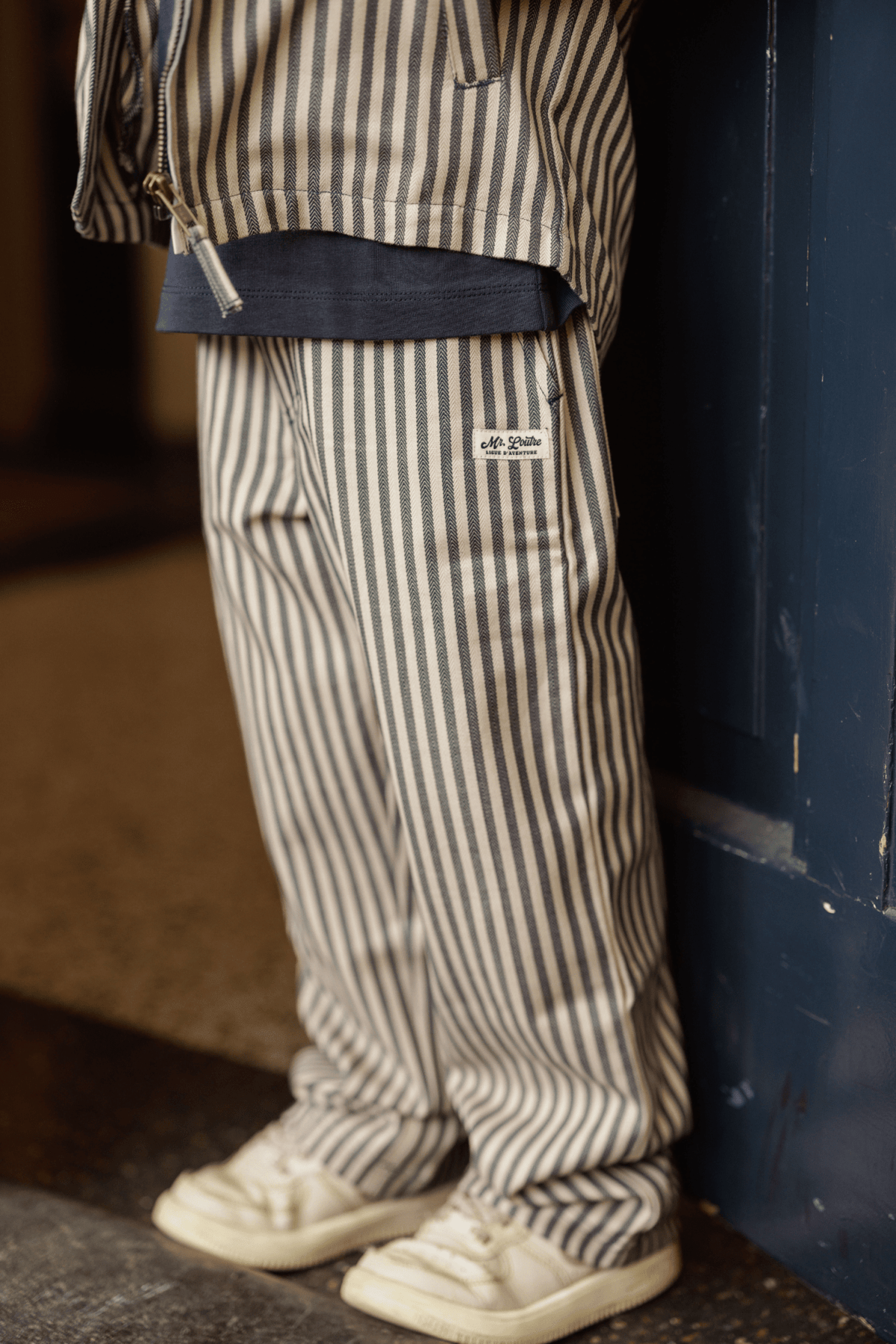 Mikal | Gestreepte straight fit | Blue Nights - Dove - Mr. Loutre - Lange broeken