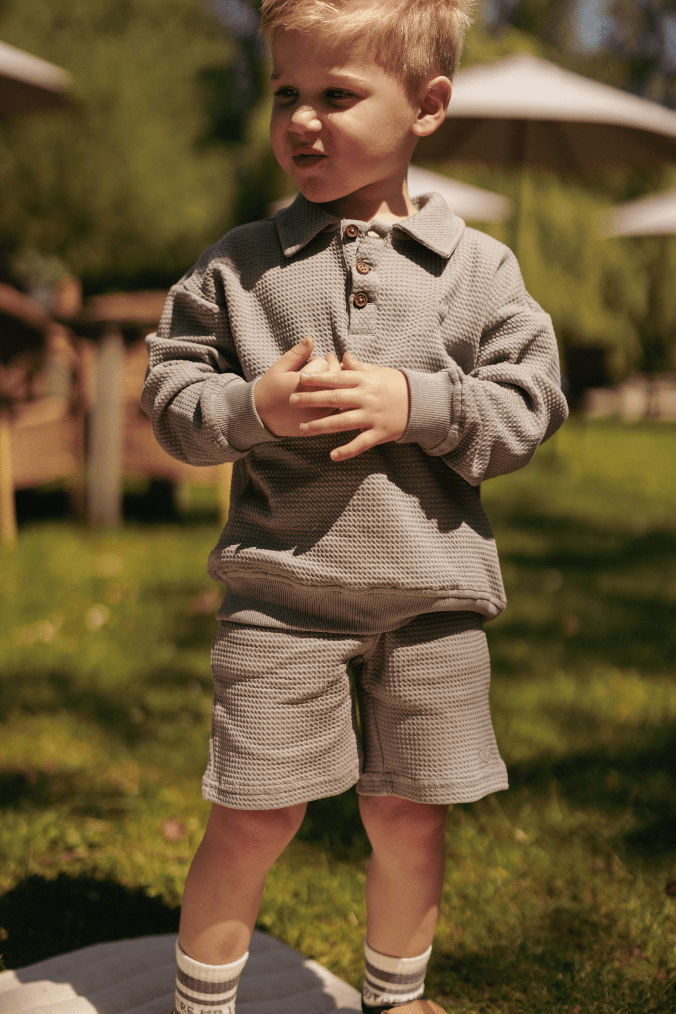 Odd | Korte broek wafelstof | Stone - Mr. Loutre - Korte Broeken