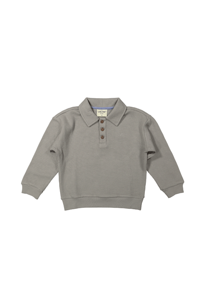 Yves | Trui met houten knopen | Waffelstof | Stone - Mr. Loutre - Truien & vesten