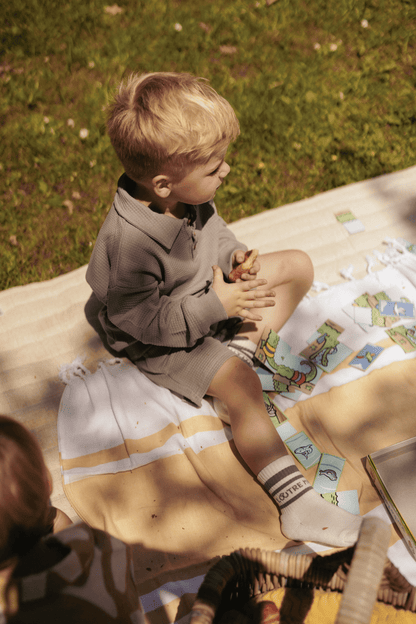 Yves | Trui met houten knopen | Waffelstof | Stone - Mr. Loutre - Truien & vesten